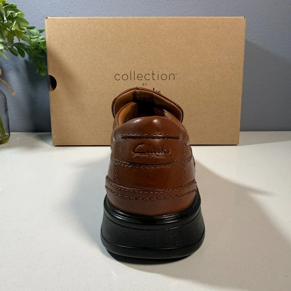 Clarks Collection Mens Brown Leather Slip On‎ Dress Shoes Comfort Size 9.5W